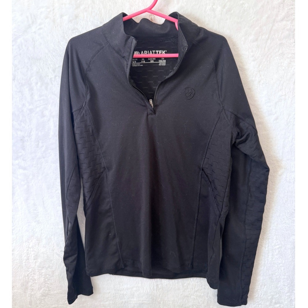 Ariat Quarter Zip Base Layer AriatTEK Size S/8 Black Youth Kids